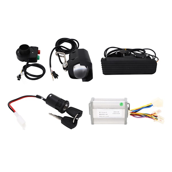 24V 1000W Motorstyring Fodpedal Forlygte Pære Switch Kit Elcykel Trehjulede Scooter Konverteringssæt