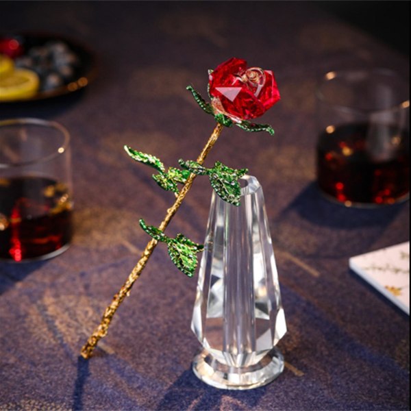Graceful Crystal Rose -koriste äitienpäivän vuosipäivä Red 25x6.5cm