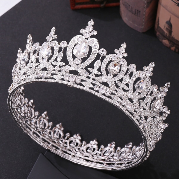 Silver Queen Crown för kvinnor och flickor, bröllopskronprinsessans tiara, kostymfesttillbehör för Brithday Halloween Babyshower