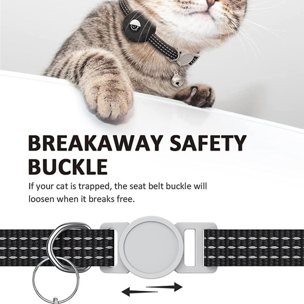 AirTag Cat Collar, Kitten Collar Breakaway AirTag Cat GPS-halsband med AirTag hållare och watch för flickor Pojkar Katter Valpar
