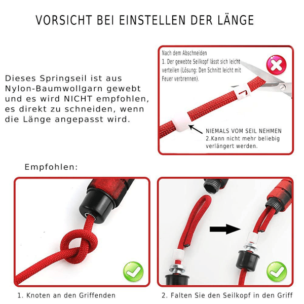 Bomullshopperep - Tilpassbar - Høy kvalitet - Kvalitets tungt tauhopping - anti - Skids, barn, fitness, fitness