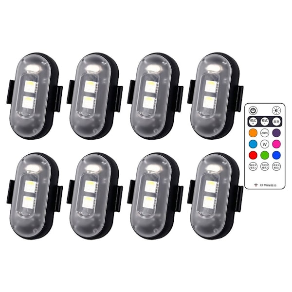 8 färger LED stroboskopljus flygplansljus 8PCS 8PCS-WELLNGS 8 pcs