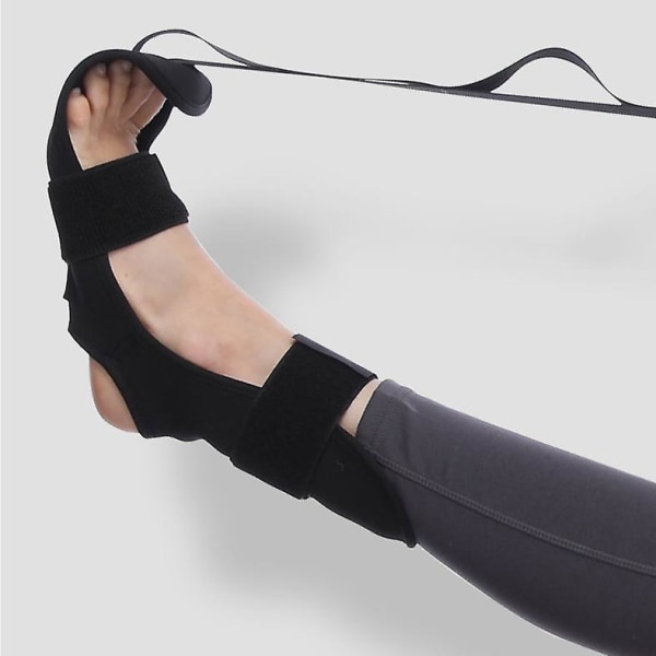 Yoga-strækbælte, fod- og benstrækbånd, ankelbåndsstrækbånd (sort)