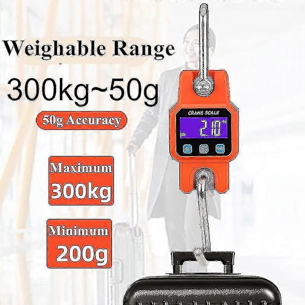 300kg/50g Bluetooth-kompatibel Kranvåg Uppladdningsbar Bärbar Hängande Industriell Krok Våg Rostfritt Stål Med 4.0 BT USB