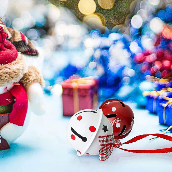 2 Kæmpe Jingle Bells Metal Bells dekoration kompatibel med juletræ Jingle Bells Multicolor røde og hvide metalklokker 4 * 4 cm