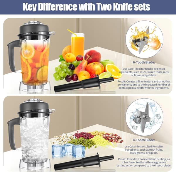 Blenderbladbytesdelar kompatibla med Vitamix våtblad för 5200 5000 Pro 500 5500 Standard 64oz 48oz 32oz behållare torrt blad