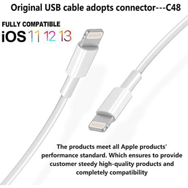 4-pak [Apple MFi Certificeret] Oplader Lightning til USB Opladningskabel 6FT Ledning Kompatibel iPhone