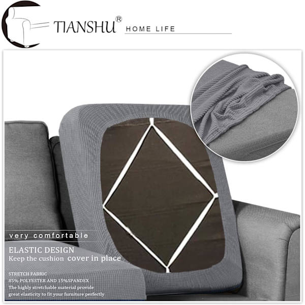 Elastisk Sofa Deksel Sofa Putestol Møbelbeskytter Deksel Sofa Overtrekk for Sofa 3 Seater Putestol Deksel for Stol (Lysegrå)