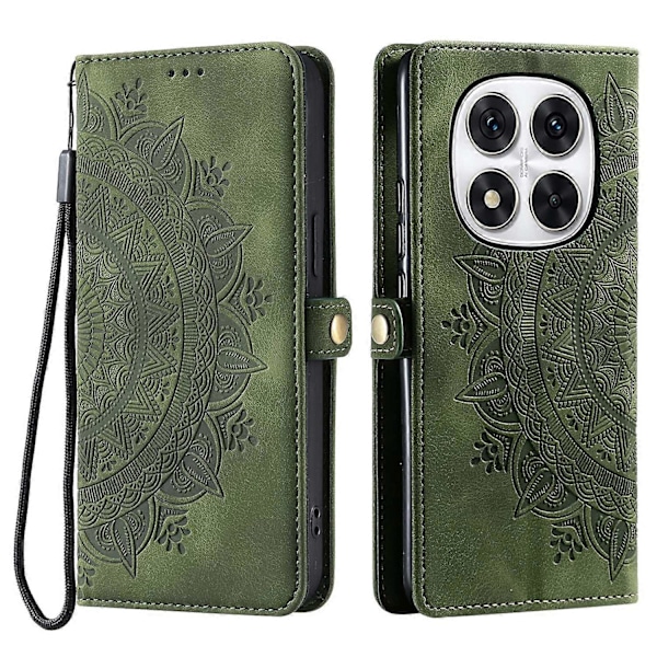 Lompakkokotelo Xiaomi Redmi Note 14 Pro 5G 14 Pro 5G Poco X7 5G Nahkainen puhelinkotelo Ihotuntuma Totem Multicolo_xx Multicolor Blackish Green