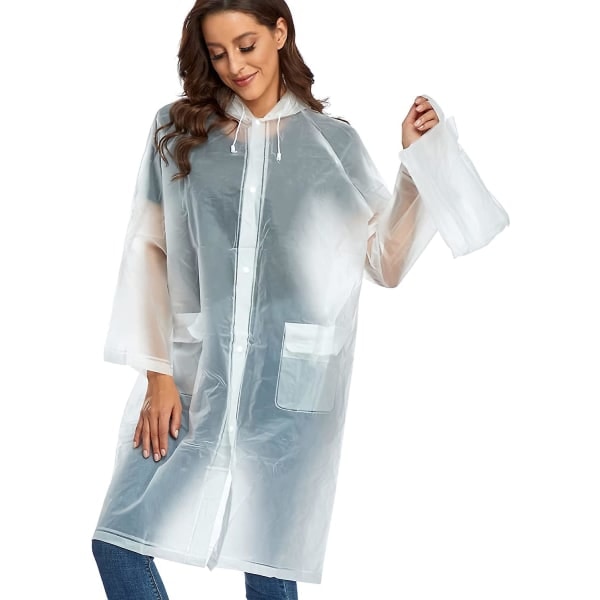 Althee Gjenbrukbar Voksen Eva Regnponcho. Unisex Lang Transparent Regnjakke Med Hette
