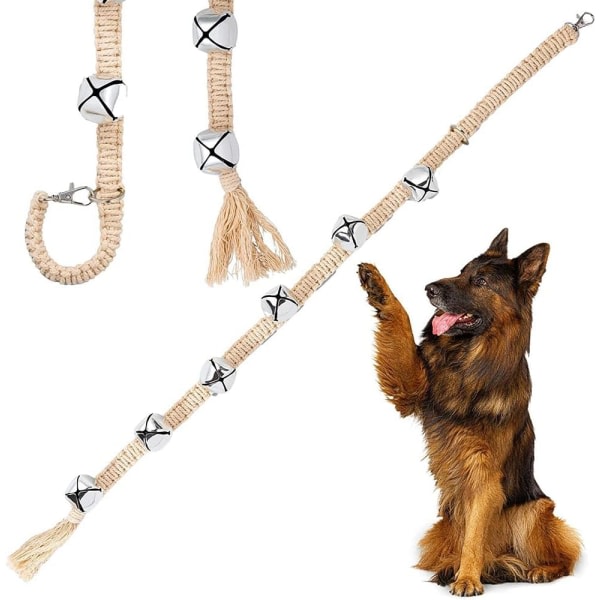Pack hängande hundtoalettträningsdörrklockor, längdjusterbar bomullsrep hundklockor för valppotträningdörrklockor (silver)