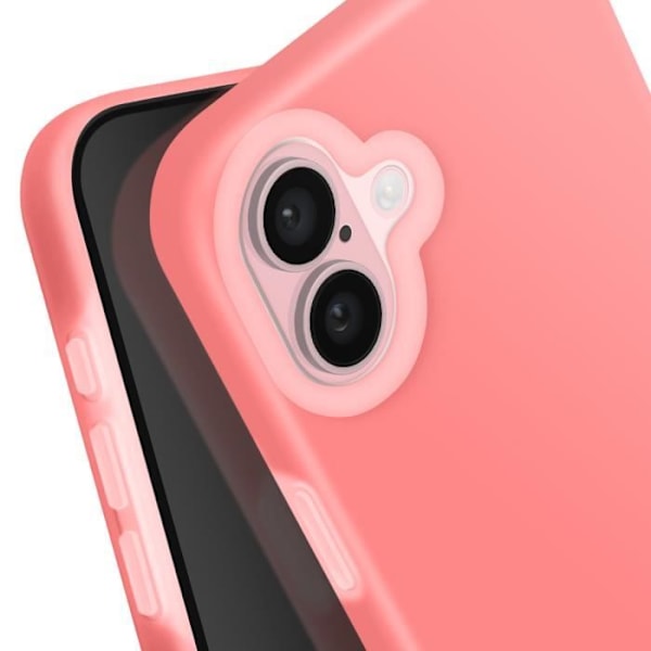 iPhone 16 -kotelo Pehmeä silikoni Pehmeä sisäosa Pölyinen vaaleanpunainen kohonneella reunalla Pink