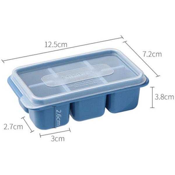 3-delad isbitsform - Isbitsform med lock - 18 isbitar - BPA-fri - Silikon - Rektangulär - 12,5*7,2 cm