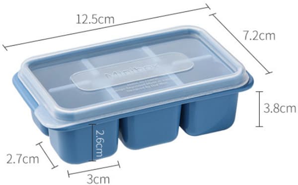 3-delt isterningebakke - Isterningebakke med låg - 18 isterninger - BPA-fri - Silikone - Rektangulær - 12,5*7,2 cm