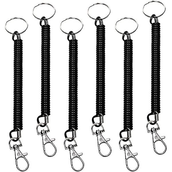 Pcs Spiral Retractable Spring Coil Keychain Anti-Theft Anti-Lost Stretch Lanyard (Black)