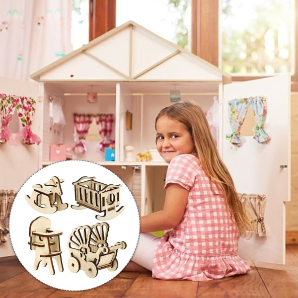 Set lapsille Huonekalut Set Mini Lastenhuoneen kalusteet Pieni lastenhuonekalusteet (5,5x5,2 cm)