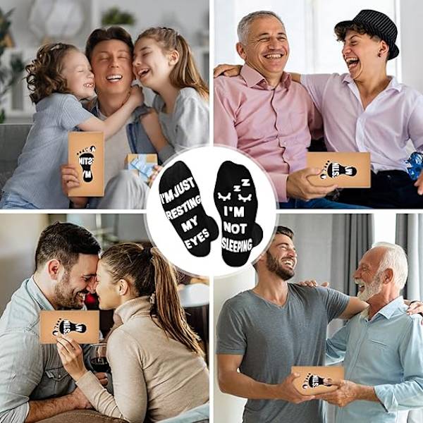 Fødselsdagsgaver Til Far Fars Dag Fargaver Fra Datter Søn Kone, Mænd Gaver Sjove Sokker Julegaver Til Mænd