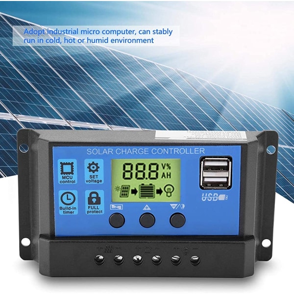 12V/24V Dual USB Solar Panel Charge Controller og Smart Solar Panel Battery Regulator med LCD-skærm 10A/20A/30A(YJSS-30A)