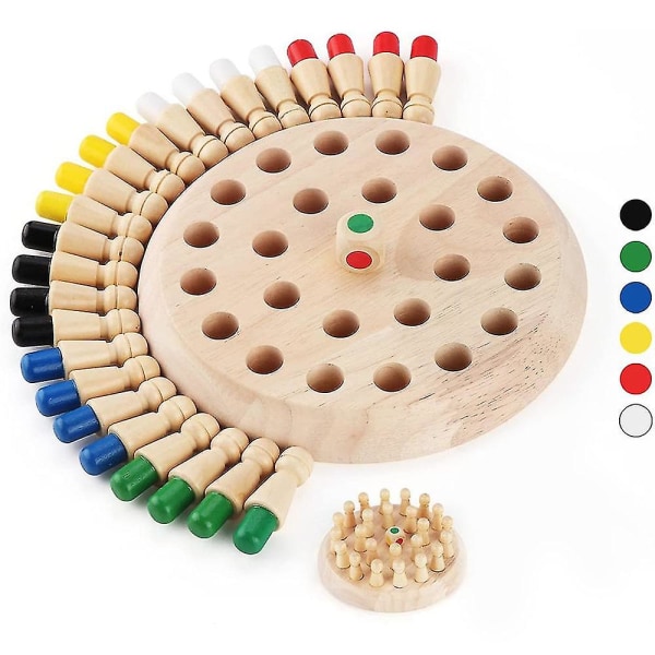 Memory Match Stick Sjakkspillsett i tre, morsomt blokkbrettspill Foreldre-barn interaksjonsleke for gutter og jenter fra 2 år og oppover