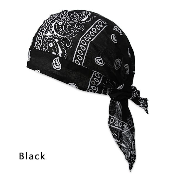 Hurtigtørrende bomuldspirathat udendørs sports bandana sort black