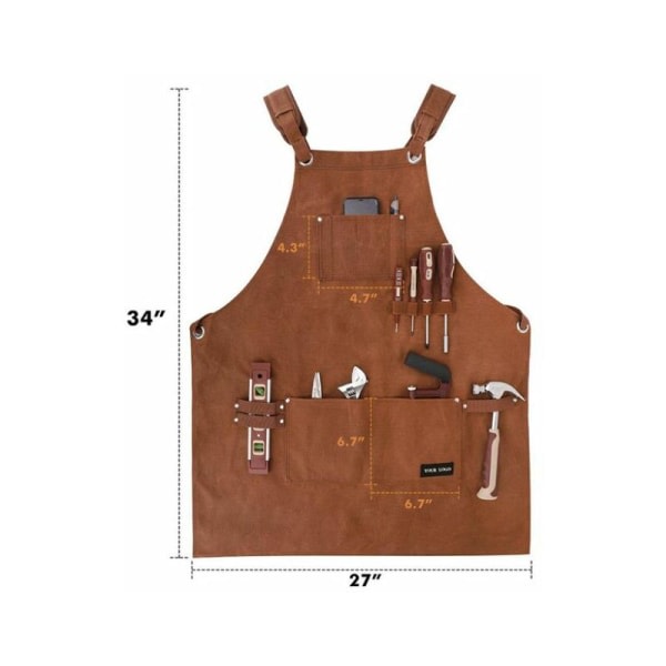 6 lommer svejseforklæde Flammehæmmende varmebestandigt læder arbejdsforklæde Mænds tømrerforklæde til smedmekanikerværksted