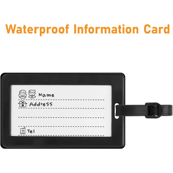 Bagagelappar Paket med två, Bagagelappar Resväska ID-etiketter Visitkortshållare/Rese-ID Bag Tag (svart blomma)