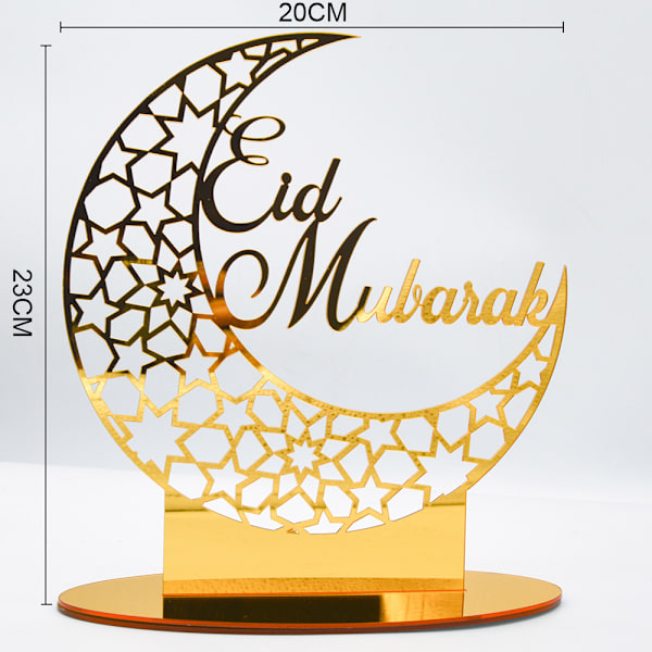 4 stk Eid Mubarak Akrylpynt Ramadan Bordplakett Pynt Måne Stjerne Hengeanheng