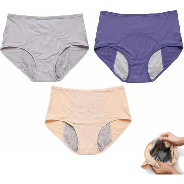 3 pakkaus vuotamattomat naisten alushousut – vuotamattomat pikkuhousut yli 60 s inkontinenssille D D 6XL