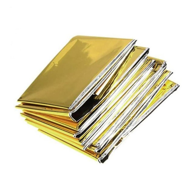 10 stk Nødblanket Folding Golden 210x160cm Sølv + Golden--