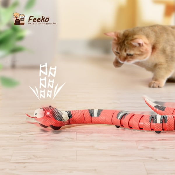 Smart Sensing Snake Kattleker Elektriske interaktive leker for katter USB-lader kattetilbehør for hunder Spilleleke
