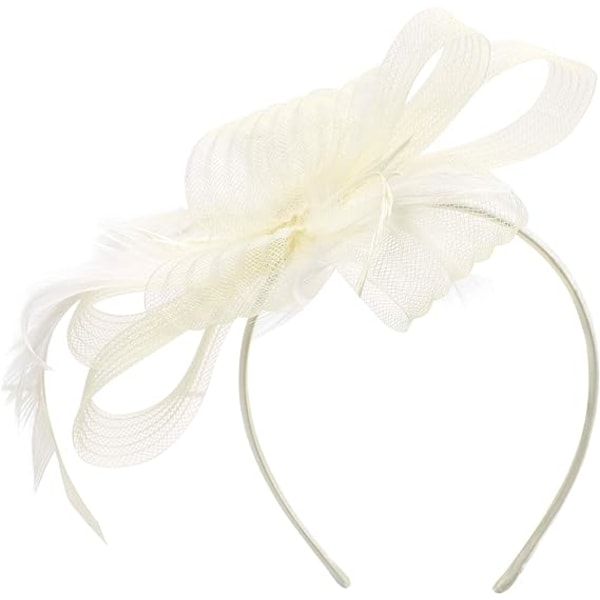 Kvinnors Fascinator Hatt Blomma Fascinator Bröllop Fascinator Hårband Fjäder Bröllop Hårprydnad Huvudbonad Hatt Bowler Mini Topphatt Hårklämmor (Beige)