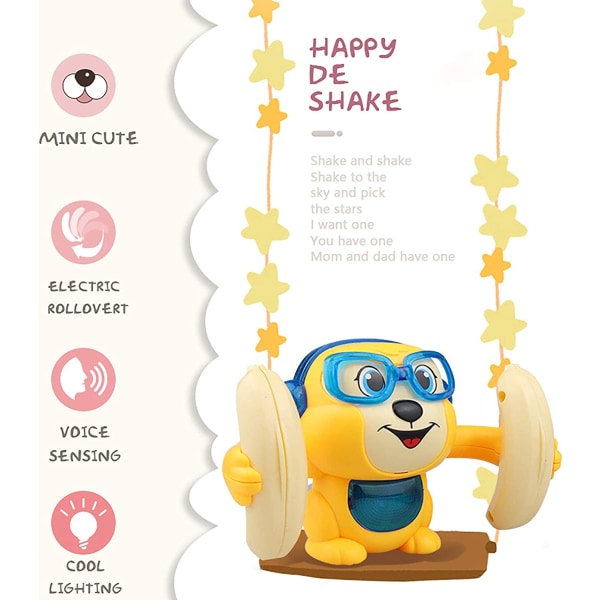 Søt apedyrdukke Musikalsk tumbling leketøy Barn Elektriske leker 360 graders vending Berøring stemmekontroll