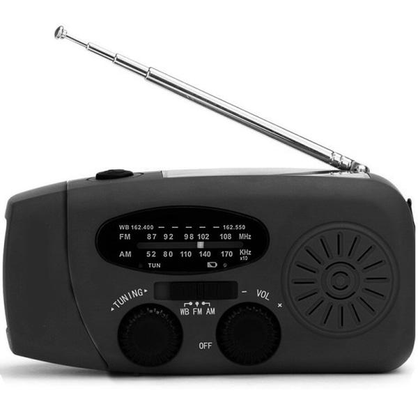 Handvev Radio Handvev Solar Radio med LED Ficklampa Bärbar FM AM WB USB Radio