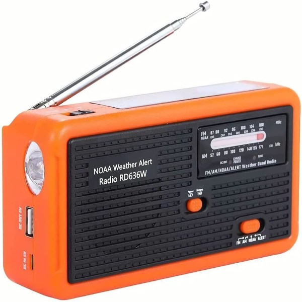 Väderradio Solar Handvev Nödradio AM/FM/NOAA Vädervarning Bärbar Radio