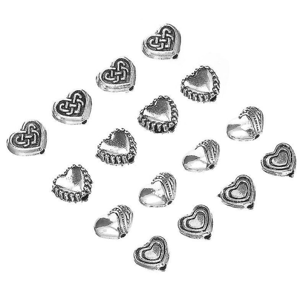 1x0,3x0,3 cm Sølv smykkefremstillingssæt 100 stk Metal Spacer Beads Armbånd gør-det-selv-fremstillingsmateriale Hjerte