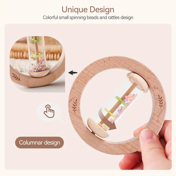 Regnlydrasleleke i tre - Sensorisk rangle for baby Toy