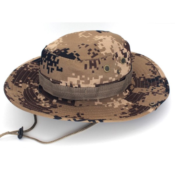 Menn Casual Beanies Wide Stripe Cap Militær Camo Hat Dark Brown - Camo