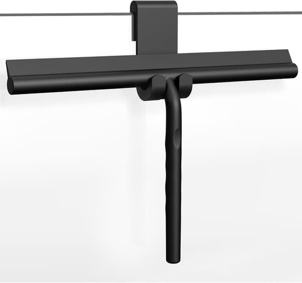 Silikone skraber med kerne af rustfrit stål 33 cm borefri krog til badeværelsesspejl glasfliser rengøring sort