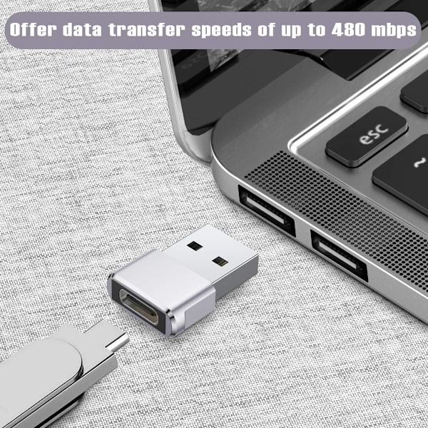 USB til USB C-adapter 3-pak, Type C hun til A han-opladerkabelkonverter til Apple iWatch 8 8 Silver