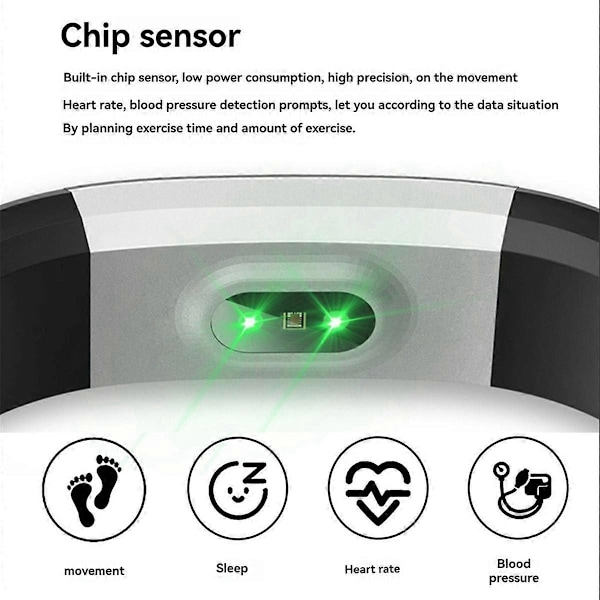 Bluetooth Sport Smart Armbånd Vanntett Pulsmåling Skritteller Sports Fitness Aktivitet Black