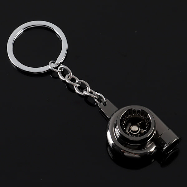 2 st Mini Turbo Turbo Nyckelring Snurrande Turbin Nyckelring silver