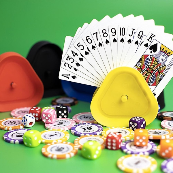 Pakke med 4 håndfrie spillekortholder Trekantet pokersete brettspillforsyning