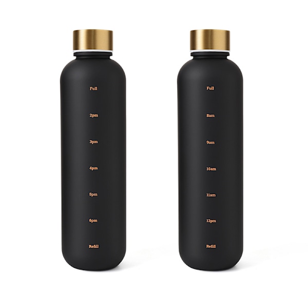 Vedenpullo - Juomapullot - 1L Muovipullo - Vedenpullo - Vedenpullo Aika-merkinnällä - Aikuiset - Juomapullo Lapsille - Musta - 1000ml black 1000ml