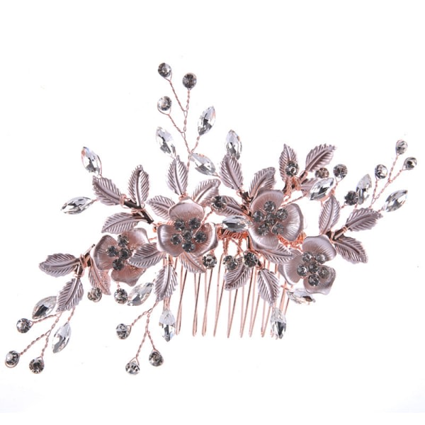 Pink/Silver#F Wedding Crystal Hair Vines Flower Leaf -päähineet