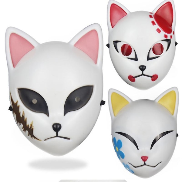 Demon Slayer Mask Kimetsu No Yaiba Fox Mask Halloween Julefest Cosplay Rekvisitter