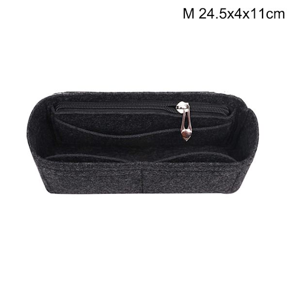 Multi-Pocket Dame Indsats Taske Håndtaske i filtstof Sort Black M