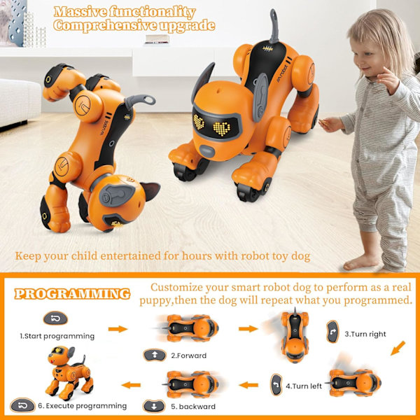 Interaktivt stemmestyrt, berørings-, sang- og dansefunksjon RC robot hundeleker