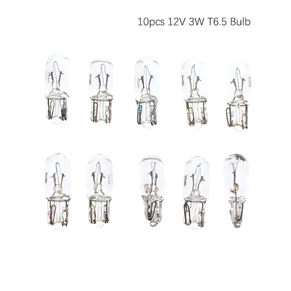 10 st Glödlampor 12V 3W T6.5 Indikatorlampor för Bilinstrumentbräda