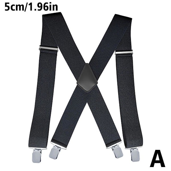 Svart justerbar hängslen män unisex byxor elastisk Sch black oen-size