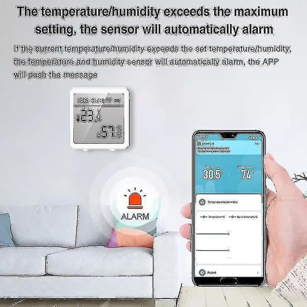 Smart Wifi Termometer Hygrometer Stemmestyring Trådløs Rumtemperatur Fugtighedssensor Batteri